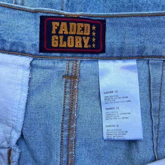 Faded Glory Women's Blue Cotton Pleated Button Down Denim A-Line Skirt - Picture 5 of 7